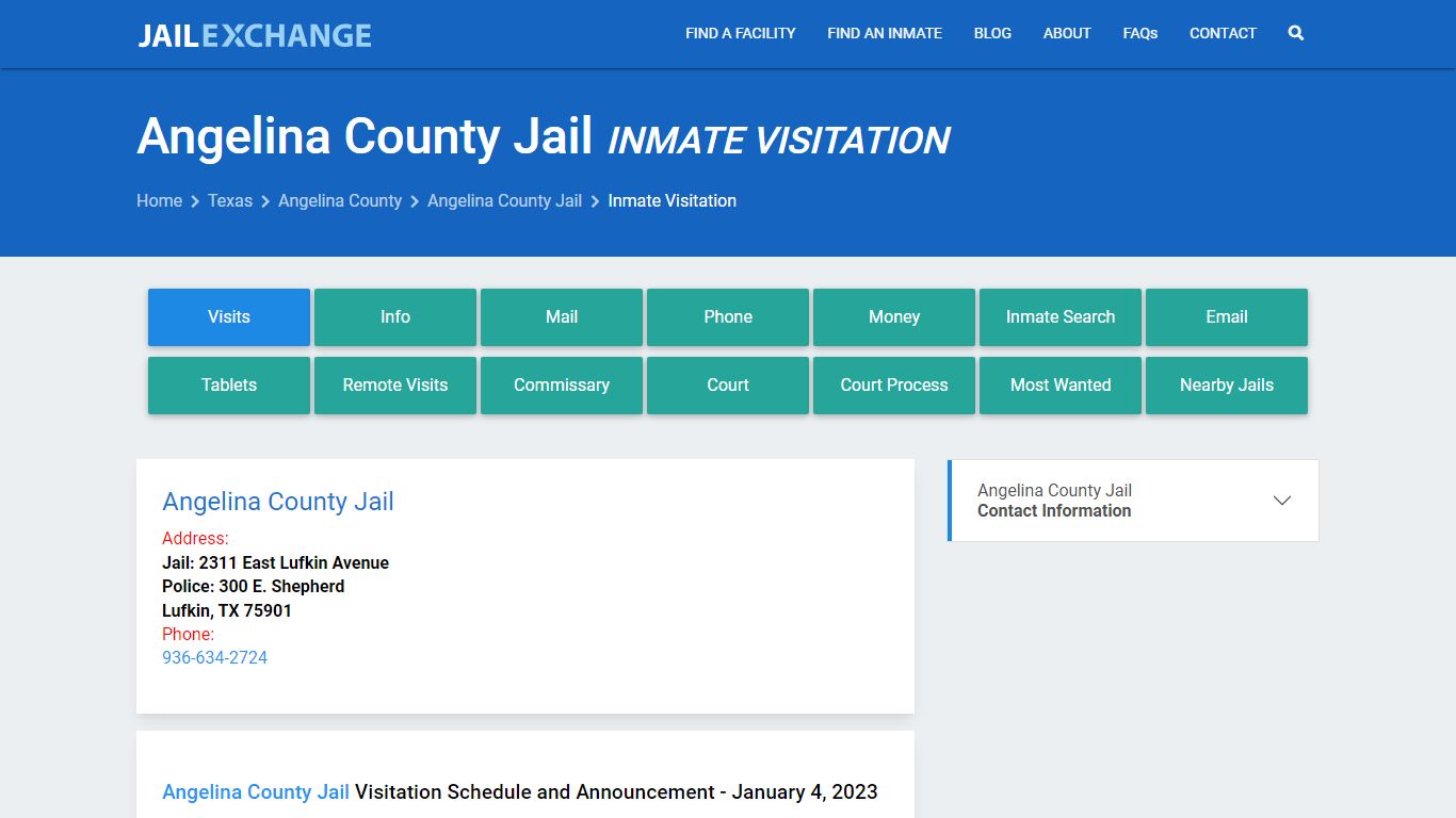 Inmate Visitation - Angelina County Jail, TX - Jail Exchange